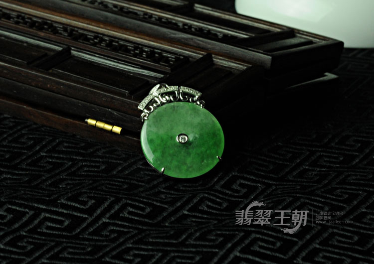 冰种翠色包金缅甸翡翠平安扣挂件