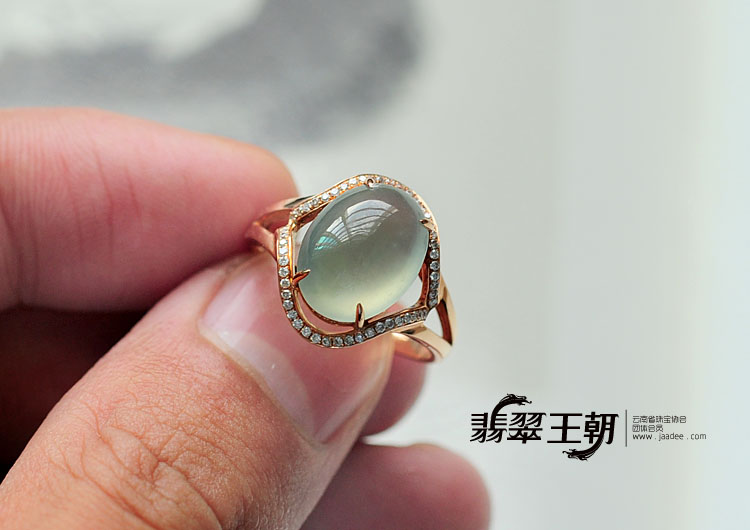 冰种晴水缅甸翡翠戒指