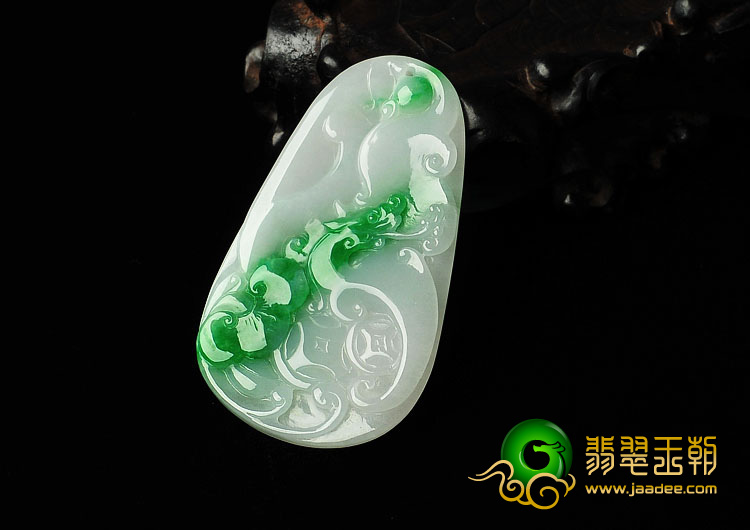 糯冰种白底青缅甸翡翠a货如意挂件