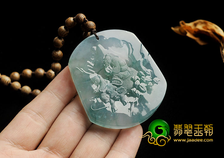 冰种晴水飘花缅甸翡翠a货老子出关挂件