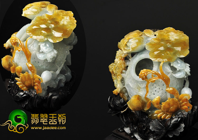 (赵崇贵大师作品)糯冰种褐黄翡晴水缅甸翡翠A货安居乐业摆件 - 翡翠杂项 - 翡翠王朝