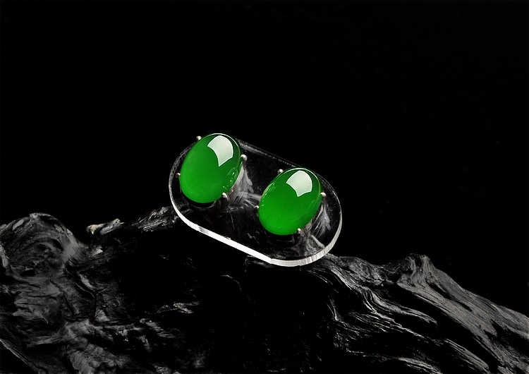 玻璃种帝王绿戒面、耳钉面、胸坠面(一批走)-翡翠王朝