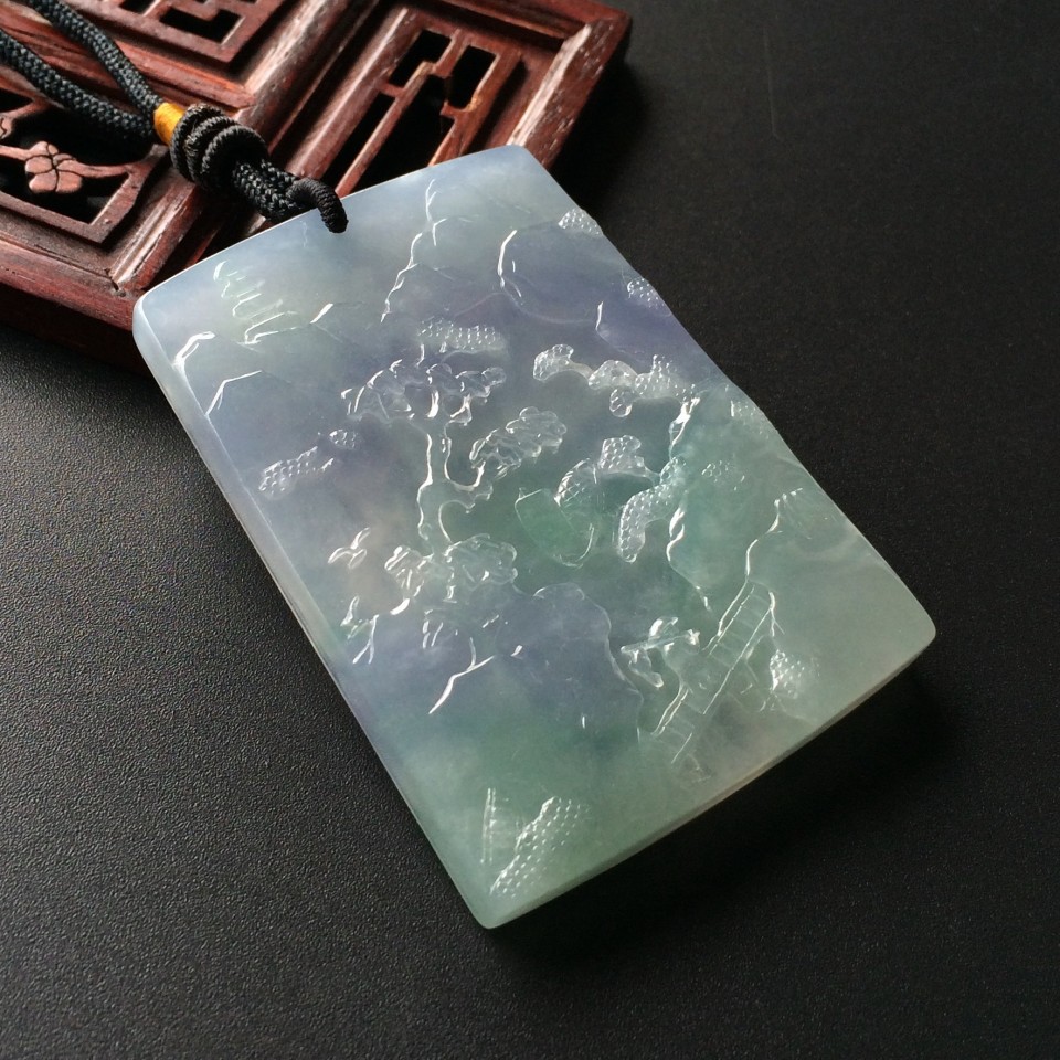 (超值推荐)冰种春带彩山水牌挂件 - 其它 - 翡翠王朝