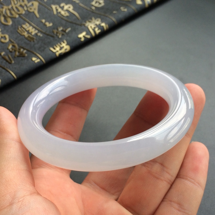 (超值推荐)糯冰种淡紫罗兰圆条手镯(57.2mm) - 圆条 - 翡翠王朝