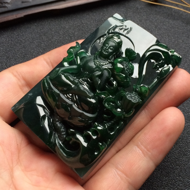 (超值推荐)冰种蓝水白度母挂件 - 人物 - 翡翠王朝
