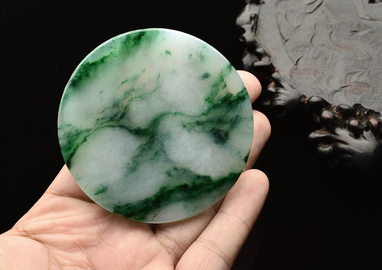 冰种飘花圆盘摆件 - 摆件 - 翡翠王朝