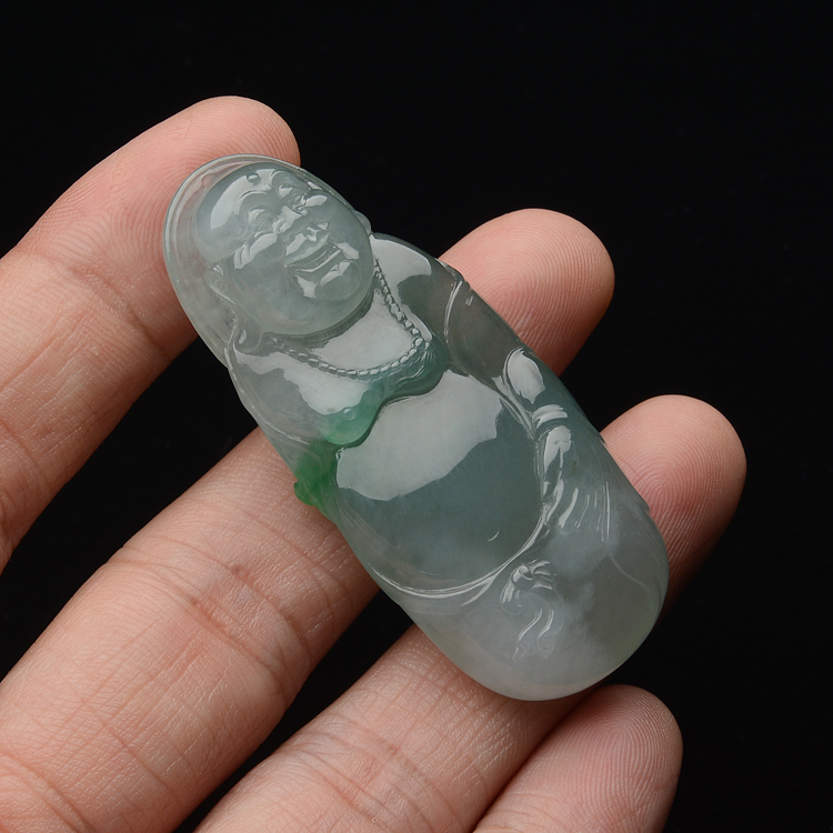 (超值推荐)冰种蓝晴水略飘翠逍遥佛挂件