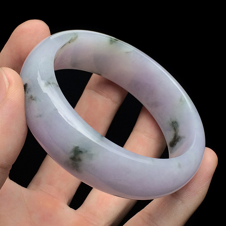 糯冰种紫罗兰飘花手镯(57mm) - 扁条 - 翡翠王朝