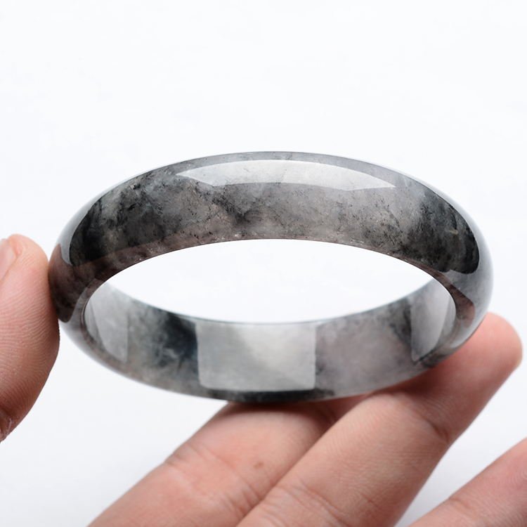 (超值推荐)乌鸡种水墨色手镯(59.8mm) - 扁条 - 翡翠王朝