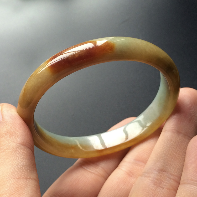 (超值推荐)糯冰种褐黄翡贵妃镯(55mm-47.3mm) - 扁条 - 翡翠王朝