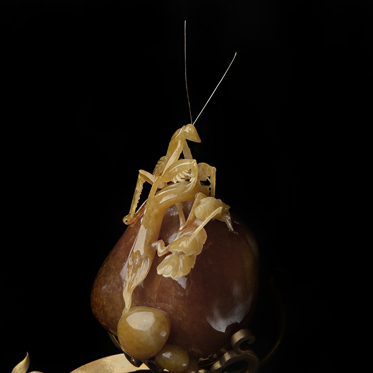 (超值推荐)糯冰种褐黄翡螳螂摆件 - 摆件 - 翡翠王朝