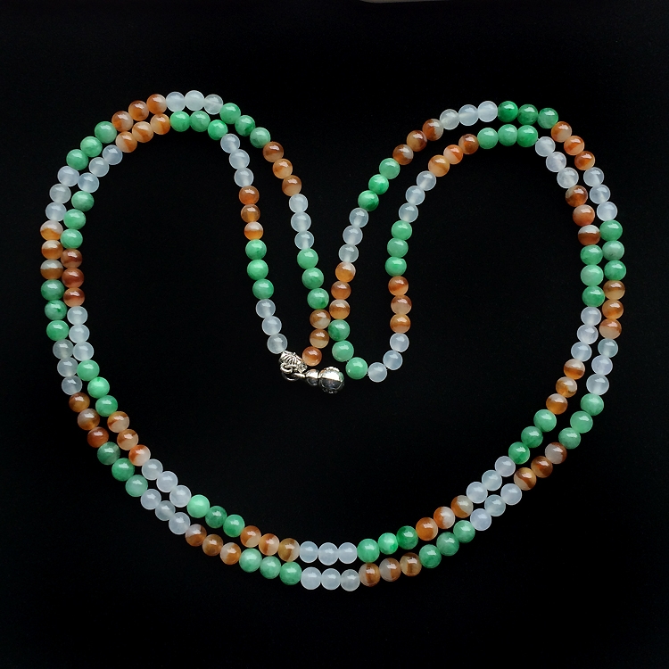 (超值推荐) 冰种/糯冰种三彩项链
