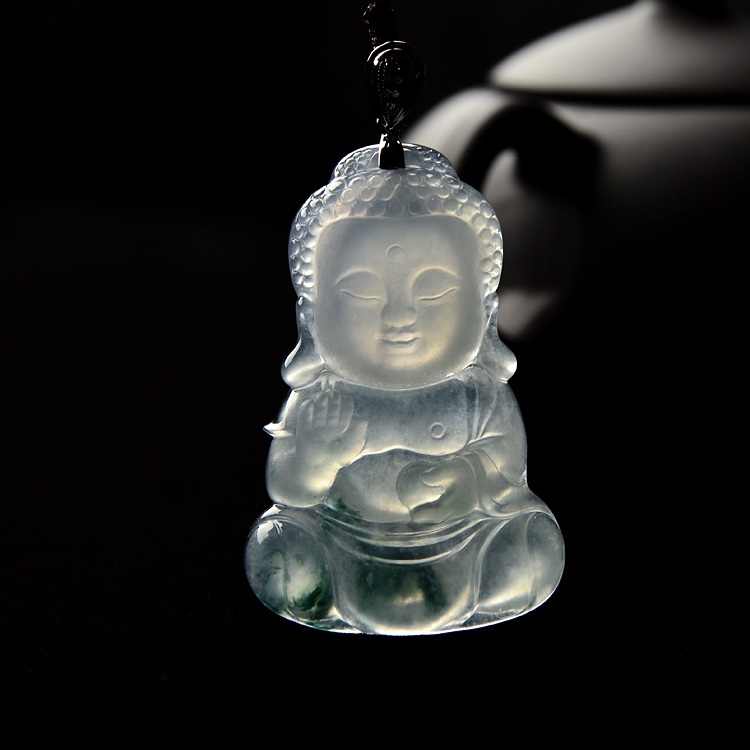 冰种飘花宝宝佛挂件