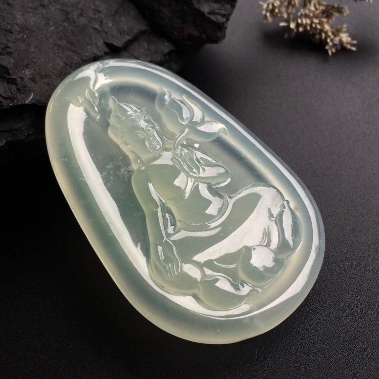 (超值推荐)冰种淡晴水大势至菩萨挂件 - 人物 - 翡翠王朝