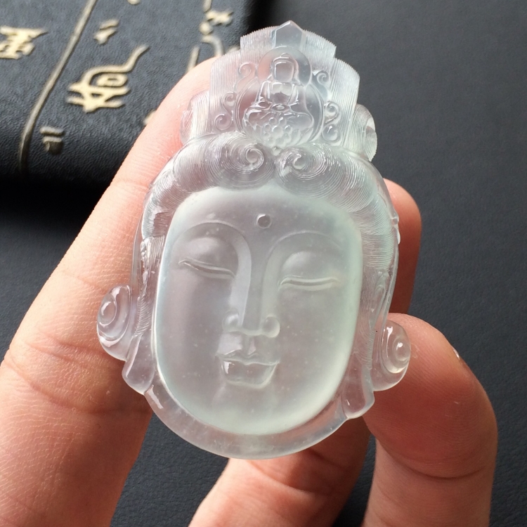 (超值推荐)冰种淡晴水观音头胸坠面 - 胸坠面 - 翡翠王朝