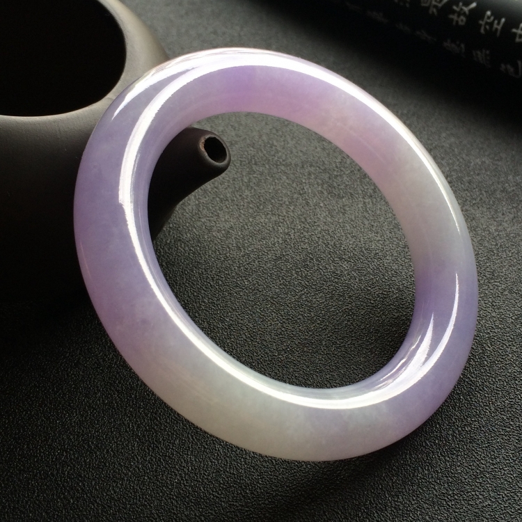 (超值推荐)糯冰种紫罗兰圆条手镯(56.3mm) - 圆条 - 翡翠王朝