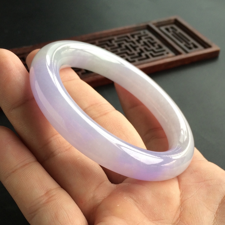 (超值推荐)糯冰种紫罗兰圆条手镯(55.5mm) - 圆条 - 翡翠王朝