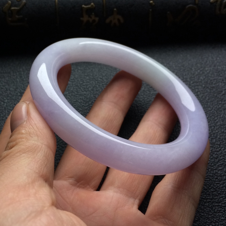 (超值推荐)糯冰种淡紫罗兰圆条手镯(56mm) - 圆条 - 翡翠王朝