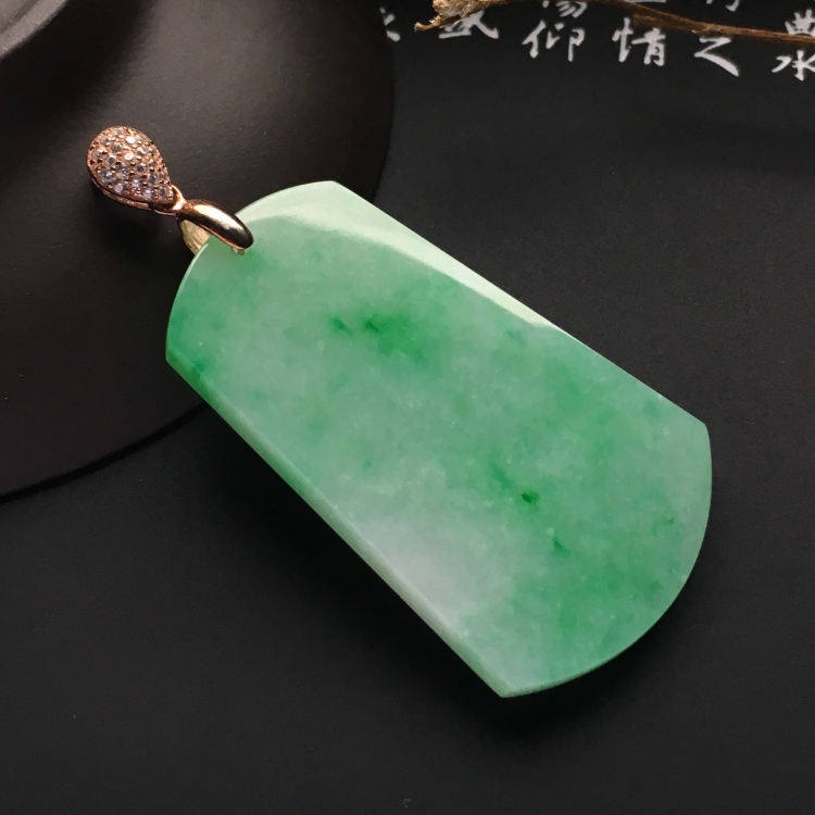 (超值推荐)糯冰种飘翠平安无事牌挂件