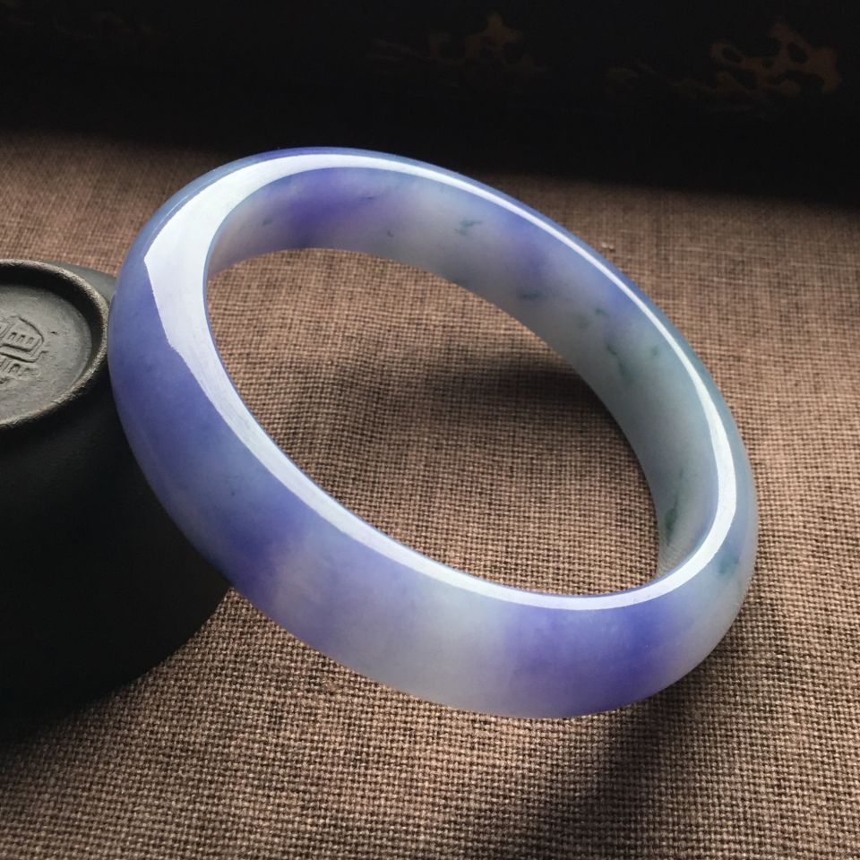 (超值推荐)糯冰种紫罗兰飘花手镯(55.3)